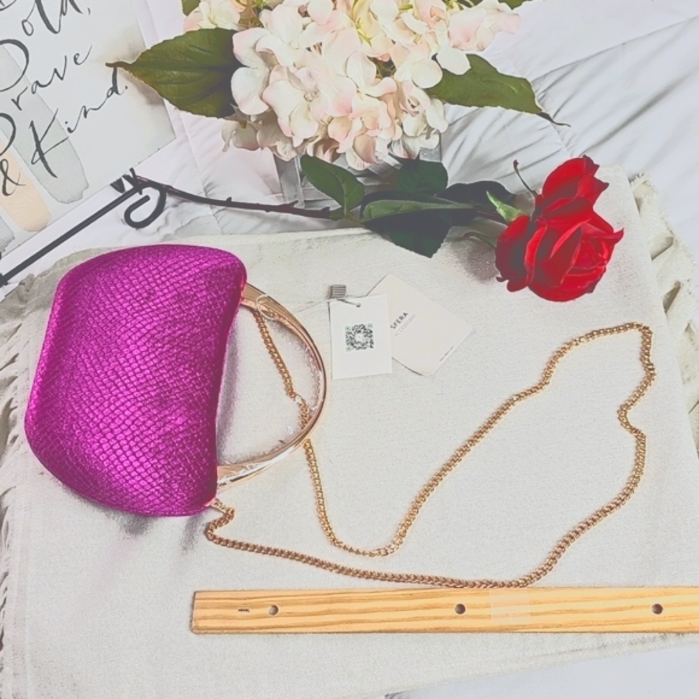 Bag Elegant Pink Velvet cross bag Elegant wear office wear career minimalist - Picture 9 of 16